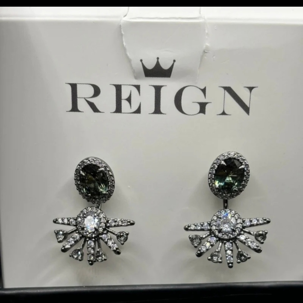 Reign Elegant Black and Silver Earrings